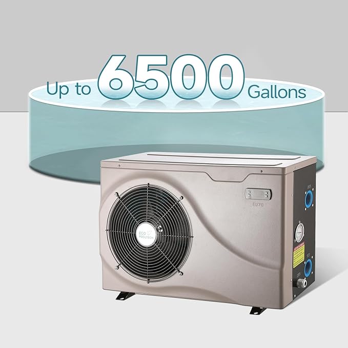 ECO POOLTECH EU70 Electric Pool Heater for Above Ground Pools, Max 22462BTU Swimming Pool Heat Pumps, 110V-120V/60Hz Plug-in Pool Warmer, High Efficiency