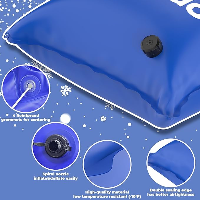 Inflatable Pool Pillow for Above Ground Pool 4x4 Ft – Frueydo Heavy Duty Air Pillow for Outdoor Swimming Pools, Portable Pools Cover Cold Resistant for Winterizing, Rope Included