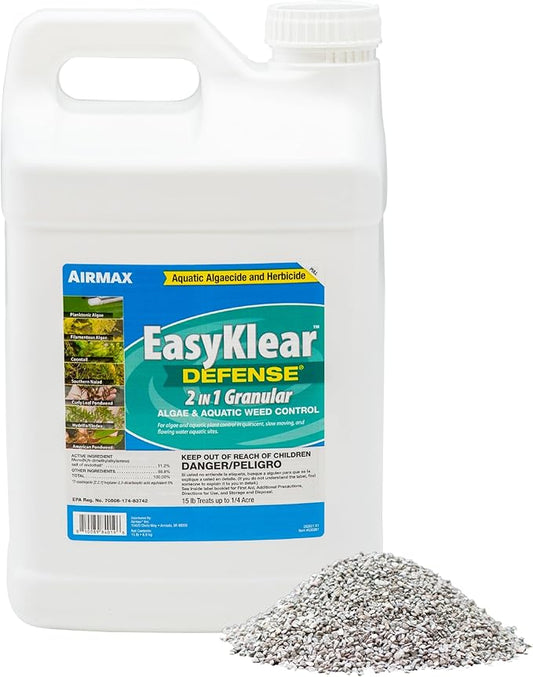Airmax EasyKlear Pond & Lake Algae & Weed Vegetation Control, 2-in-1 Broad Spectrum Aquatic Herbicide & Algaecide Granular Water Treatment, 15 Pounds
