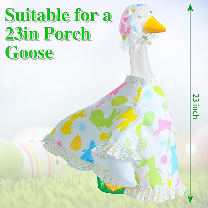 Easter Goose Outfit for 23" Cement Porch Goose Statue - Spring Outdoor Patio Yard Lawn Decoration