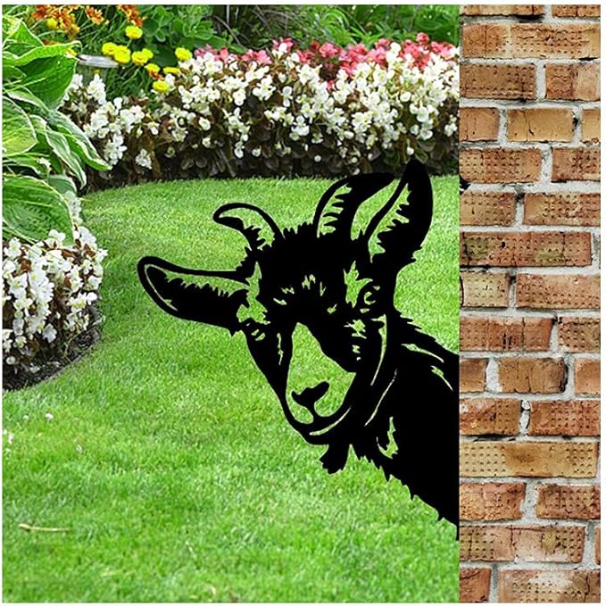 Garden Peeping Goat Metal Art, Farm Metal Goat Yard Decor for Patio, Lawn, Farmhouse