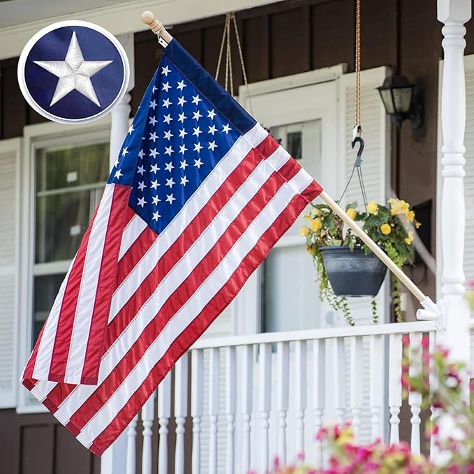 American Flag 2.5 x 4 Pole Sleeve, American Flags For Outside Banner Style,New 420D Polyester, Heavy Duty Durable TearProof, Embroidered Stars, Sewn Stripes,, UV Protection，Outdoor Flag (Pole NOT Included)