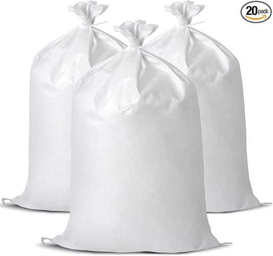 20 Pack Heavy Duty Sand Bags, (20" X 30"), Used for Flooding, Builders, Garden Waste, Grain Storage and Cargo Handling (20)
