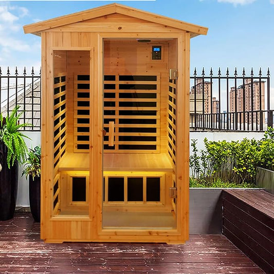 Saunas 902V Far Infrared Sauna, Outdoor Wooden Dry Sauna Low EMF (Hemlock Wood, 2-Person Size)