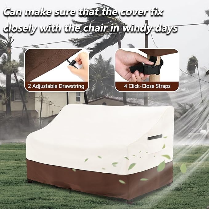 sileyo Patio Sofa Covers,100% Waterproof 3-Seater Outdoor Loveseat/Bench Cover,Patio Furniture Covers,76" Wx 32" Dx 32" H,Beige&Brown
