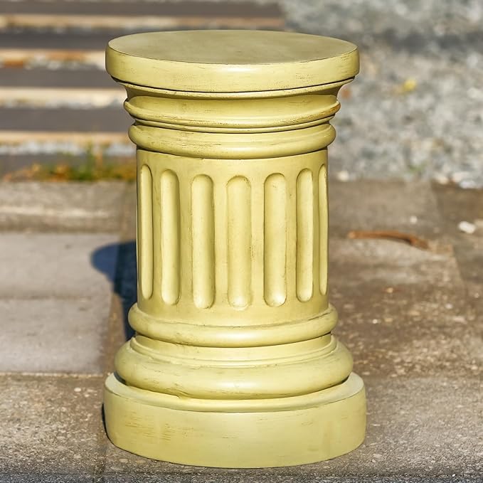 18-inch Tall Garden Pedestal Stand for Indoor & Outdoor Use – Heavy Duty Magnesium Oxide Plant Stand, Weatherproof Outdoor Pedestal for Sculpture, Flower Pots, or Decorative Column for Statues