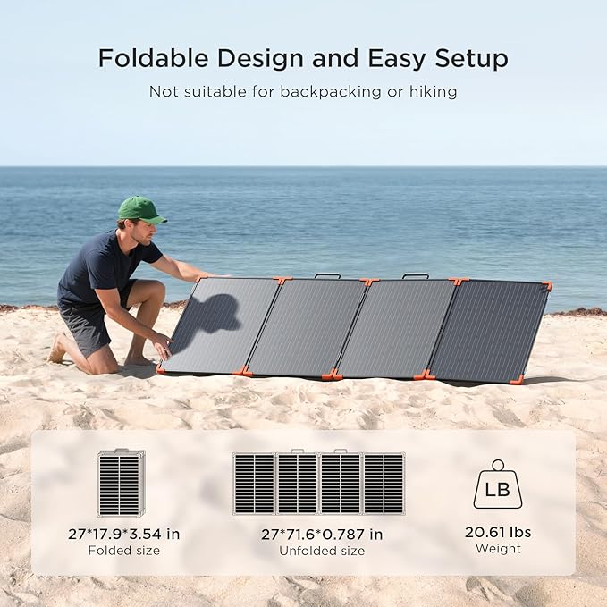 200 watt Portable Solar Panel with 20A PWM Controller,RV Essentials,19V Foldable Solar Charger for Power Station&12V Batteries,23.5% High Efficiency IP68 Waterproof 4 Kickstands for Camping RV Trip