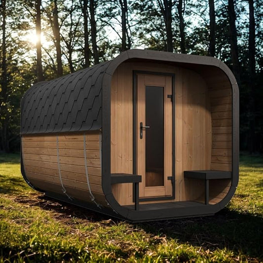 Model CL12GCP, Cube-Series Outdoor Home Sauna Suite Kit, Up to 8 Persons (Sauna Heater and Sauna Stones Included) (HIVE MINI 11 WiFi - Wood)