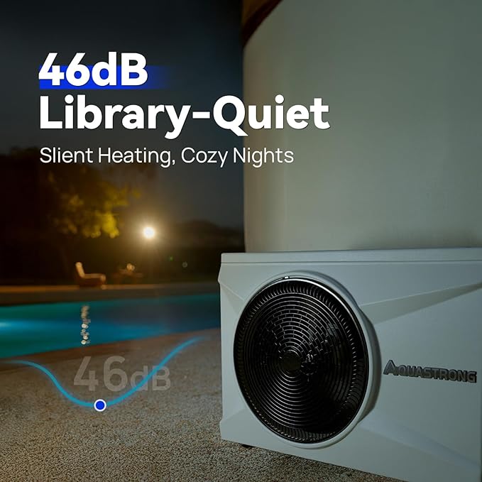 Aquastrong Inverter Swimming Pool Heat Pump, 22,000 BTU 7,000 Gallons Electric Pool Heater for Above Ground and Inground Pool, WiFi Capable Timer, Heating and Cooling Pool Heater 120V