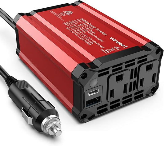 300W Car Power Inverter - Fast Charging PD 65W USB-C & QC3.0 Ports - 12V DC to 110V AC Converter for Vehicles with Multi-Protection