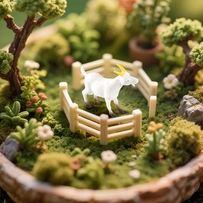50 Pcs Miniature Goat Figurines Animal Figurines Set Plastic Realistic Mini Resin Lamb for Micro Landscape Fairy Garden Decor DIY Props