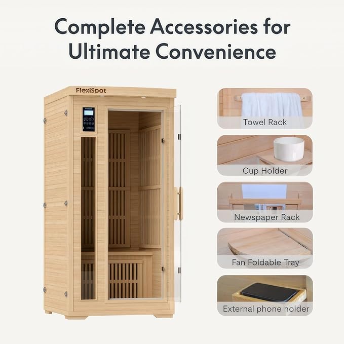 FLEXISPOT Far Infrared Sauna Room for Three Person, Canadian Hemlock Wood