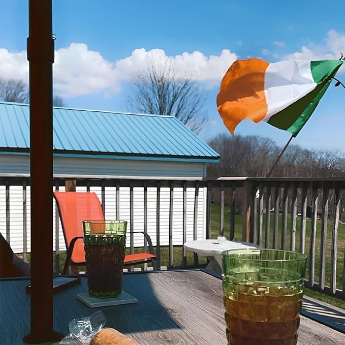 Double Sided Irish Flag 3x5 Outdoor Heavy Duty- 3Ply 240D 4 Rows Stitched- Ireland 3x5 Flag- UV Fade Resistant With Canvas Header & 2 Brass Grommets
