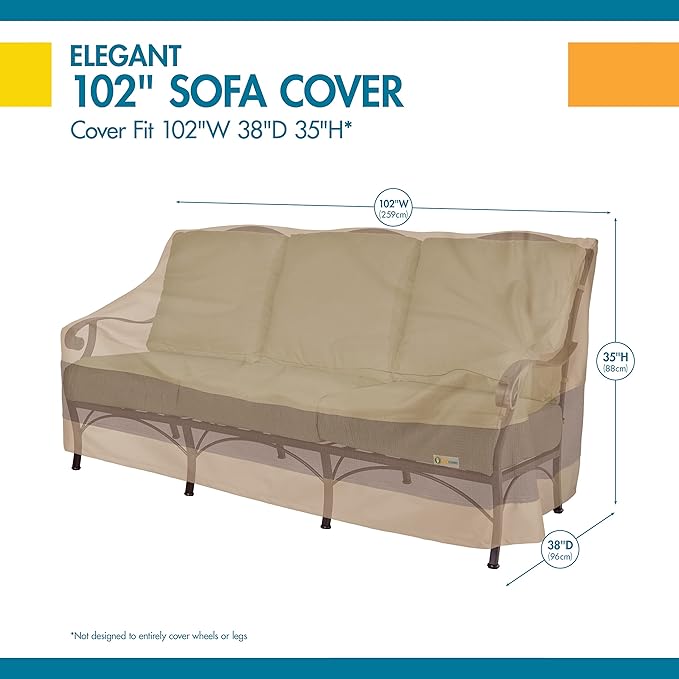 DUCKCOVERS Elegant Water-Resistant 104 Inch Patio Sofa Cover, Patio Furniture Covers