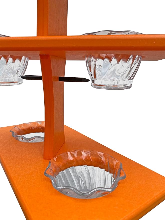 DutchCrafters Plastic Poly Double Platform Hanging Oriole Bird Feeder with Fruit Slice Holders & Nectar Cups, Jelly Bird Feeders for Outside - Amish Made in USA (Double, Black & Bright Orange)