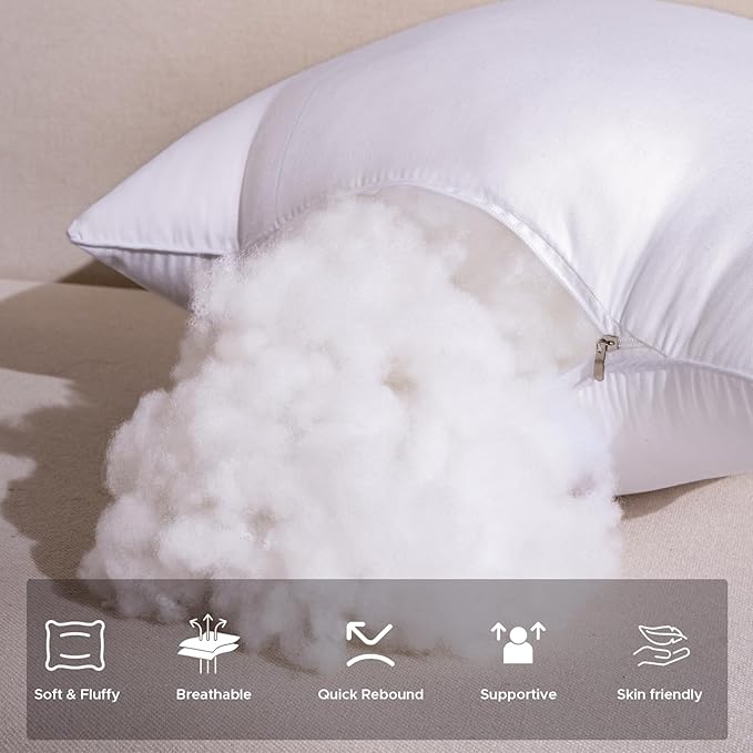 20 x 20 Outdoor Pillow Inserts Set of 2 Waterproof Square Support White Decorative Throw Pillow Inserts for Couch Sofa Beds Large Patio Furniture Cushions