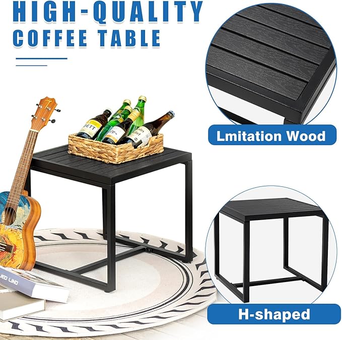 3 Pieces Outdoor Patio Set -Wicker Rattan Chair Conversation Set with Glass Table for Poolside Yard Rocking Chair Set for Bistro Garden Front Porch All Weather Patio Furniture Set