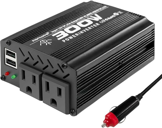 300W Power Inverter DC 12V to 110V AC Car Inverter with 4.2A Dual USB Car Adapter