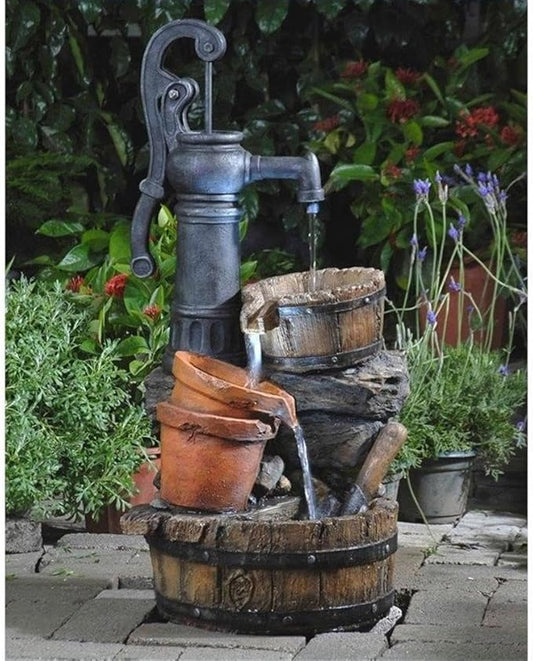 Pemberly Row Classic Water Pump Fountain with Led Light