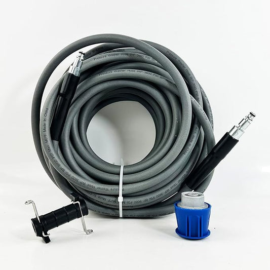 5800PSI/400Bar Ultra Flexible Pressure Washer Hose for Bosch Home Cleaning, 5M-30M High Pressure Extension Tube with Quick-Connect Adapter,(Red/Blue/Yellow/Green/Grey/Orange/Light Blue)(Grey,16FT)