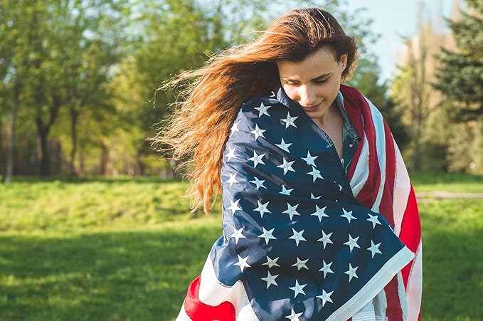 American Flag 6x10 ft: Long Lasting US Flag, Heavy Duty Nylon, Embroidered Stars, Sewn Stripes, Brass Grommets, UV Protection Perfect for Outdoors! USA Flag
