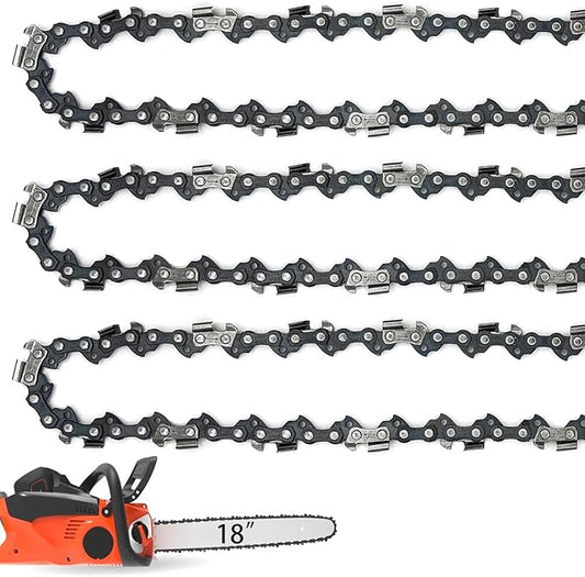 18 Inch Chainsaw Chain 050" Gauge, 3/8" LP Pitch, 62 Drive Links, 18 Inch Chain Saw Chains Replacement for Echo, Ego, Poulan, Kobalt, Greenworks - S62 (3 Chains)