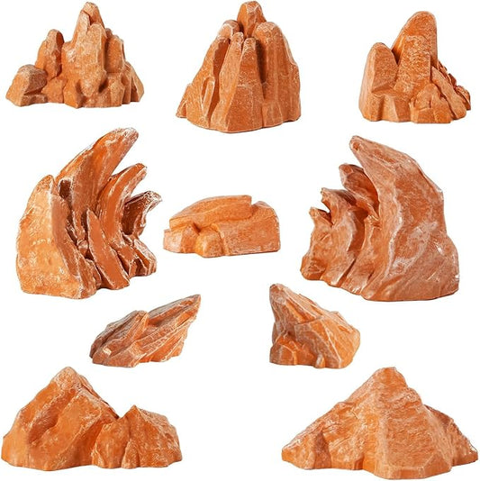 Warmtree 10 Pcs Simulation Rockery Diorama Rocks Stone for Diorama Supplies Miniature Terrain Fairy Garden Zen Garden Accessories Terrarium Decor Tank Aquarium Decoration (Brown)