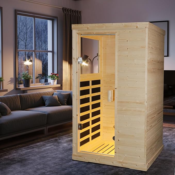 Far Infrared Wooden Sauna Room Home Saunas Spa Dry Saunas Single Person Spa Finland Spruce Wood fit for 7ft Person