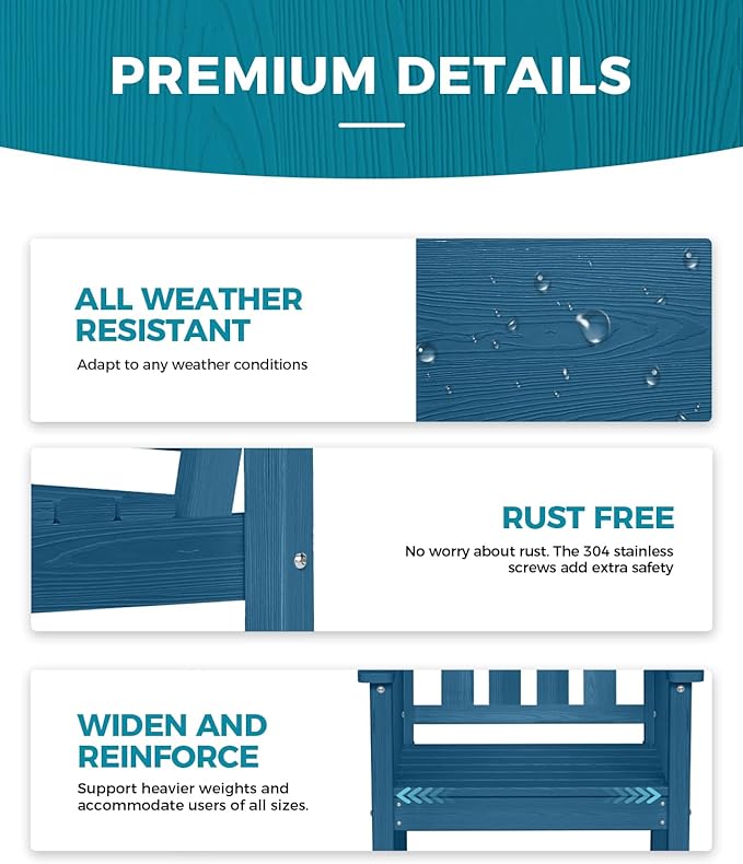Ciokea HDPE Outdoor Dining Set 7-Piece Patio Table and Chairs with Umbrella Hole, All-Weather Patio Dining Set for 6, Durable Patio Furniture Set for Backyard, Garden, Lawn & Poolside, Navy Blue