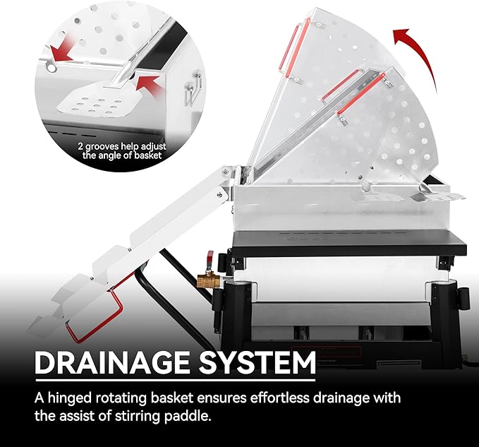 Creole Feast CFB1001A 90 QT Crawfish Boiler, Outdoor Single Sack Propane Gas Cooker with Folding Cylinder Mounting Bracket and Stirring Paddle for Seafood & Crawfish Season, Black