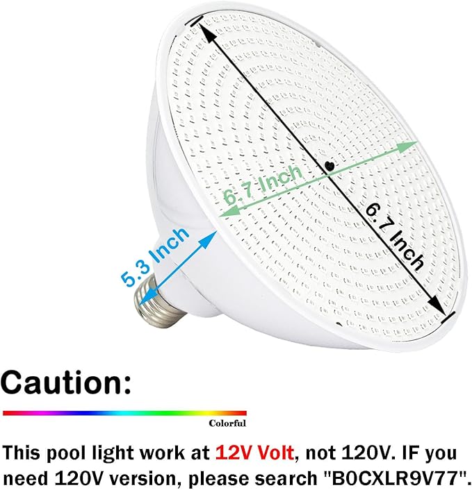12V 50W Pool Lights for Inground Pools Waterproof, Color Changing Pool Light Bulb with Remote Control, Replacement Bulb for Pentair, Hayward and Other E26 Screw in Type Bulbs