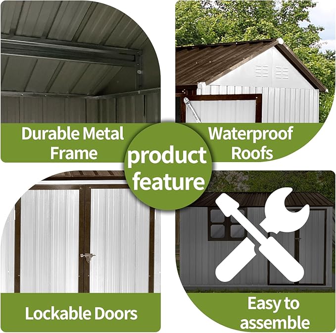 10x8FT Outdoor Metal Storage Shed with Window & Pent Roof – Heavy-Duty Steel Garden Shed, Secure Hinged Door, Weatherproof for Tools, Bikes & Lawn Equipment