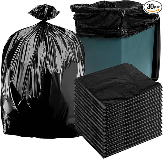 38 gallon heavy duty trash bags, 35.4 inches x 39.37 inches, black, extra strong construction & yard bags for commercial, industrial, garden waste, leakproof & puncture resistant(30 pieces)
