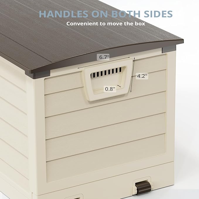 Outvita Foldable 75 Gallon Outdoor Storage Box, Plastic Storage Containers with Lid, Patio Deck Box Furniture for Garden, Pool, Balcony, Yard (Brown)