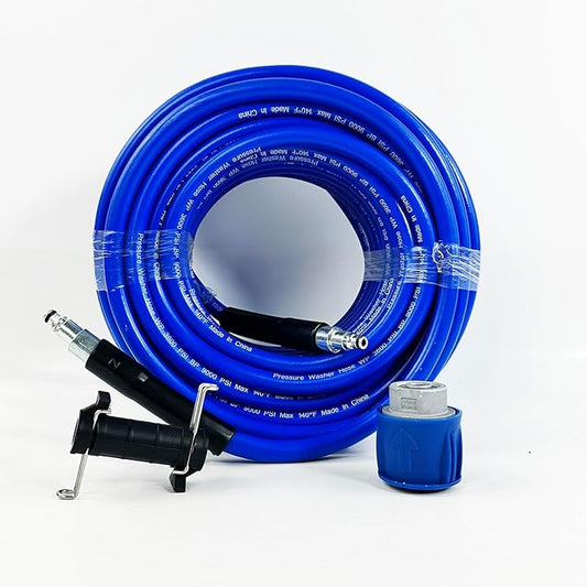 5800PSI/400Bar Ultra Flexible Pressure Washer Hose for Bosch Home Cleaning, 5M-30M High Pressure Extension Tube with Quick-Connect Adapter,(Red/Blue/Yellow/Green/Grey/Orange/Light Blue)(Blue,16FT)
