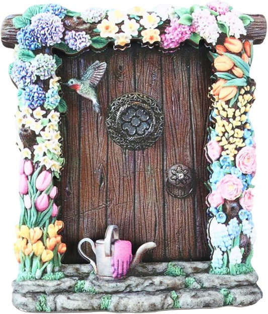 Miniature Fairy Door, Wooden Gnome Door for Trees Wall, Fairy Garden Outdoor Decor Accessories