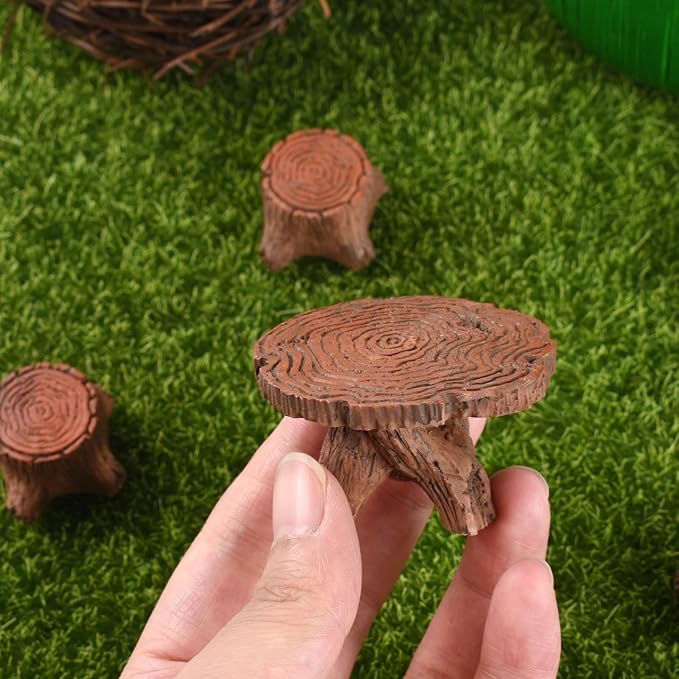 10Pcs Miniature Table and Chairs Set Mini Resin Furniture Ornaments Kit Mini Fairy Accessories for Fairy Garden DIY Garden Plant Pot