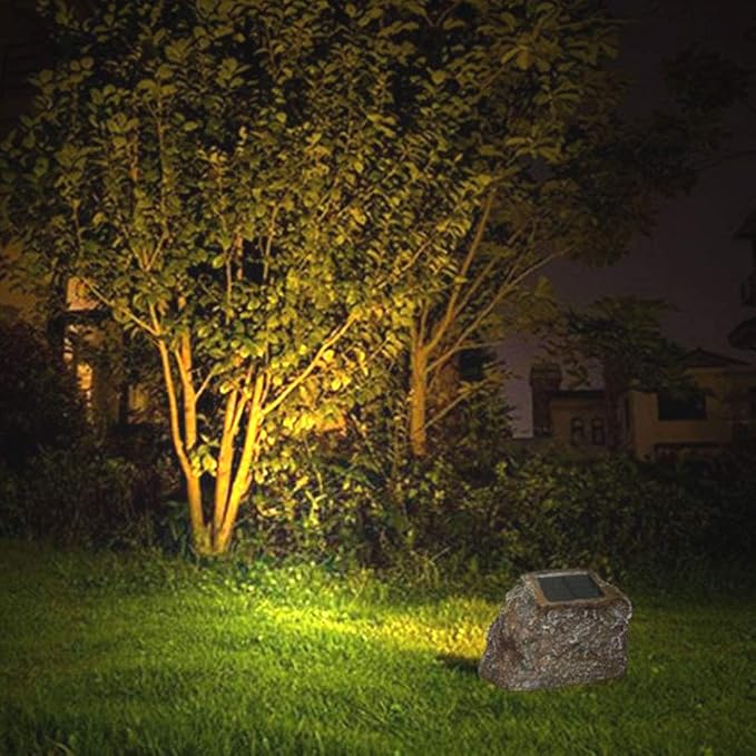 EiGreen Solar Garden Rock Lights Outdoor, 2 Pack 10 LED Waterproof Solar Powered Rock Light， Outdoor Landscaping Spotlights, for Indoor and Outdoor Decoration
