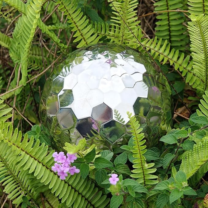 304 Stainless Steel Gazing Ball Sculptures Diamond Ball Decoration Mirror Hollow Decor Ball Reflective Garden Sphere Hollow Metal Ball Ornament Statues Gazing Globe for Home Garden (6 inch)