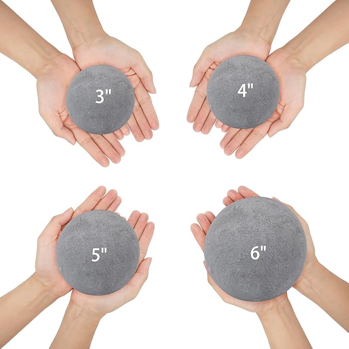 Skyflame Ceramic Balls, Set of 6 Round Fire Stones Set for Indoor and Outdoor Fire Pits or Fireplaces Accessory, 5 Inch, Gray