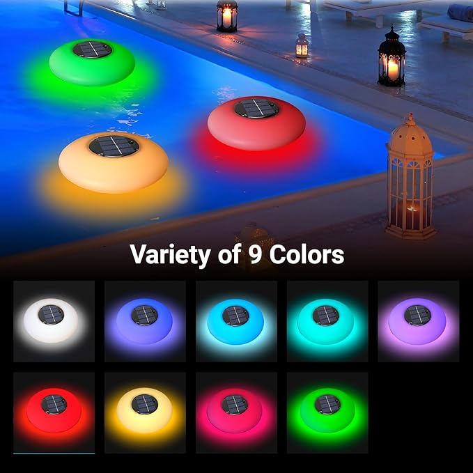 Sublume Solar Floating Pool Ligts, RGB Pool Accessories with 1000 MAH, IP65 Waterproof, Pool Decor Lights for Outdoor Swimming Inground and Above Ground Pools, Garden, Party-1 Pack