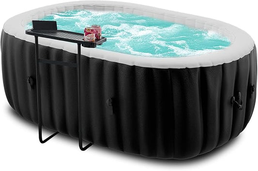 NAIZEA Inflatable Hot Tub - Outdoor Hot Tubs 2 Person, Portable Blow Up Spa Square Portable Hot Tub, 90 Soothing Bubble Air Jets, Cover, 2 Filter, 145 Gallon,75x47x25 in