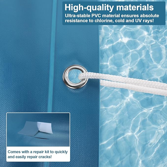 Pool Pillow 6.6 ft. x 13 ft. Double Sealed Pool Pillows for Above Ground Pools Cover Winterizing, Heavy Duty Pool Pillows Float, Extra Durable 0.4 mm PVC Winter Pool Air Pillow with 6 18-Foot Ropes