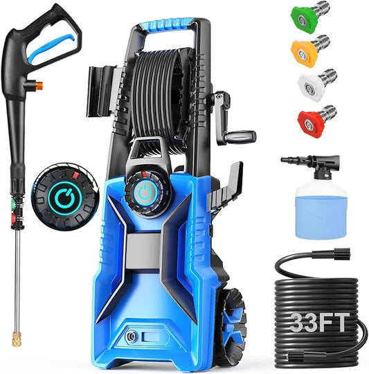 5000PSI Pressure Cleaner 4.0 GPM Adjustable Pressure,4.0 GPM Power Cleaner with Foam Cannon,4 Nozzles,33FT Hose and 500ml Soap Bottle for Home/Cars/Driveways/Patios/Fences