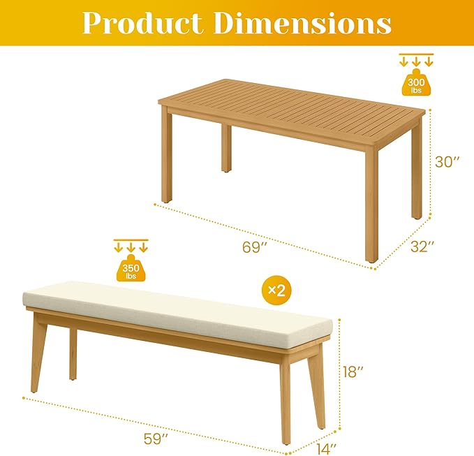Acacia Wood Outdoor Dining Set