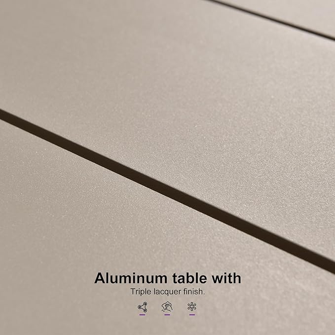 PURPLE LEAF Outdoor Dining Set for 4 All-Weather 5 Pieces Patio Aluminium Dining Table and Rope Weave Chairs Included Cushions for Backyard Deck Indoor Kitchen Modern Patio Furniture Set Champagne
