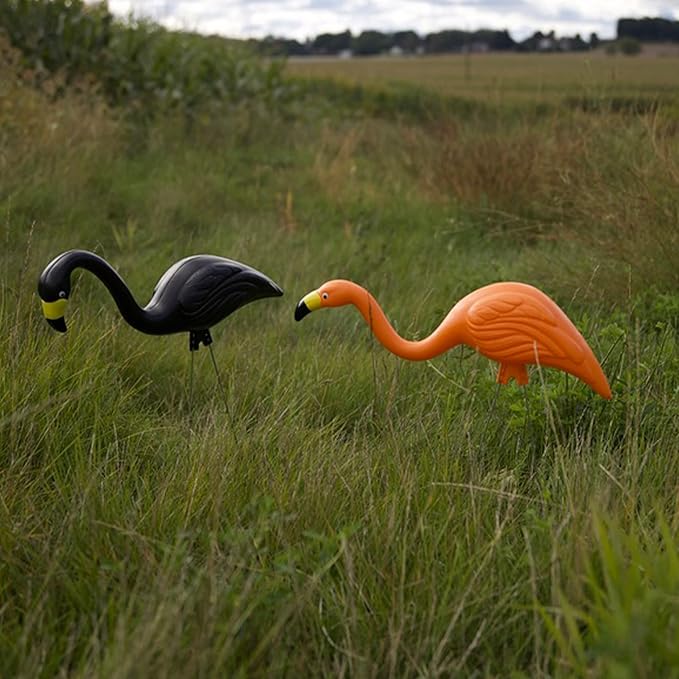 Bloem Spooky Flamingo Yard Stakes: 2 Pieces 25" Halloween - Head Up & Head Down Poses, Google Eyes, Galvinized Steel Legs, Durable Weatherproof Resin, for Indoor Or Outdoor Use, Yard Decoration