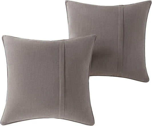 Greendale Home Fashions Sunbrella 20" Square Outdoor Throw Pillow with Removable Cover (Set of 2), Cast Shale 2 Count