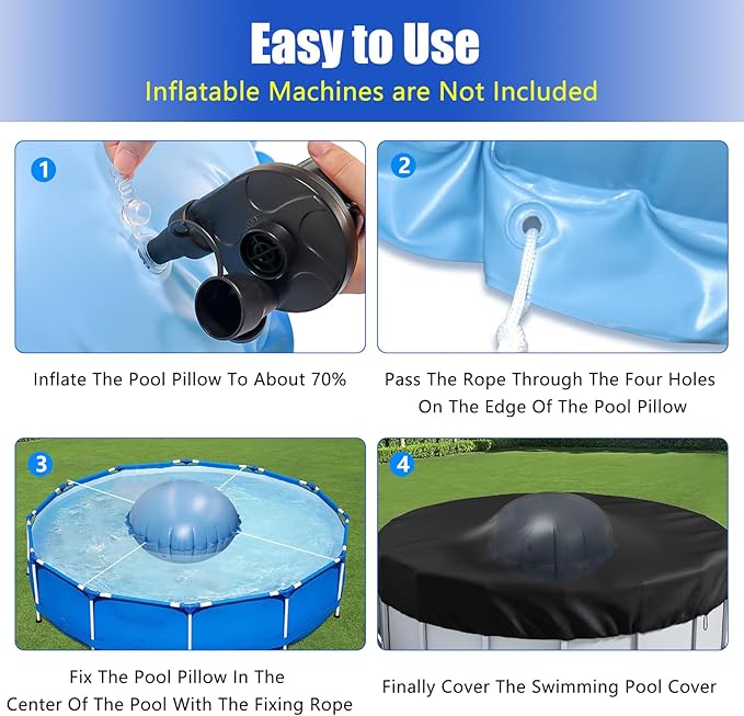 5ft Dia Pool Pillows, Pool Air Pillow, Inflatable Pool Pillows for Above Ground Pools, Winter Swimming Pool Closing Winterizing Kit with Ropes,PVC Ice Equalizer Pillow for Support Swimming Pool Covers