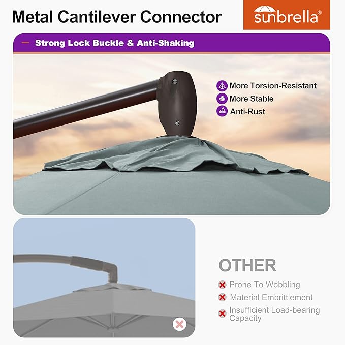 PURPLE LEAF 10FT Cantilever Patio Umbrella with 360-degree Rotation Aluminum Round Outdoor Offset Hanging Umbrella for Patio Pool, Sprout Green